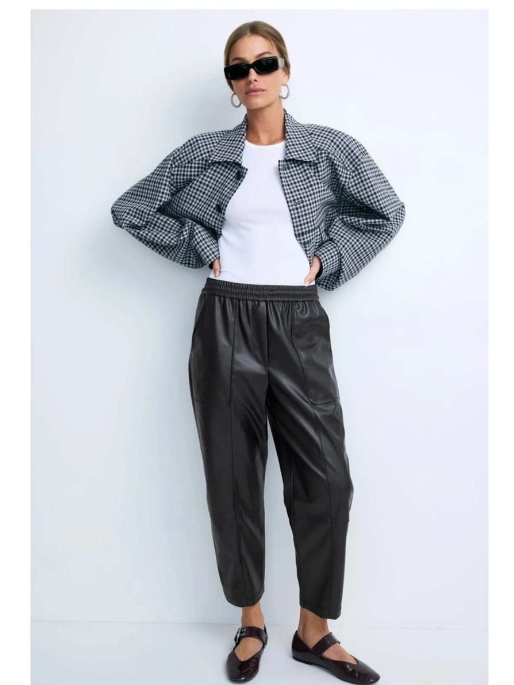 Phillip Lim, Black Faux Leather Pull On Trouser Size: S
